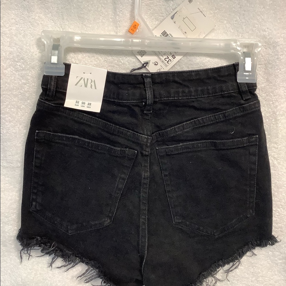 Zara black denim cutoff shorts New NWT - Picture 5 of 6